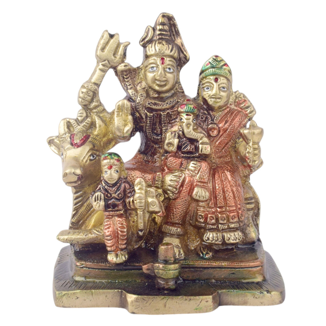 4 Inch Brass Shiv Parivaar Statue Complete Lord Shiva Family Idol