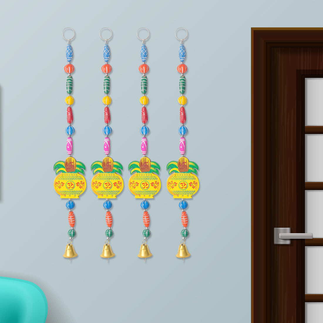 Ethnic Kalash Wall Hanging with Bell – Pooja Room & Entrance Decor