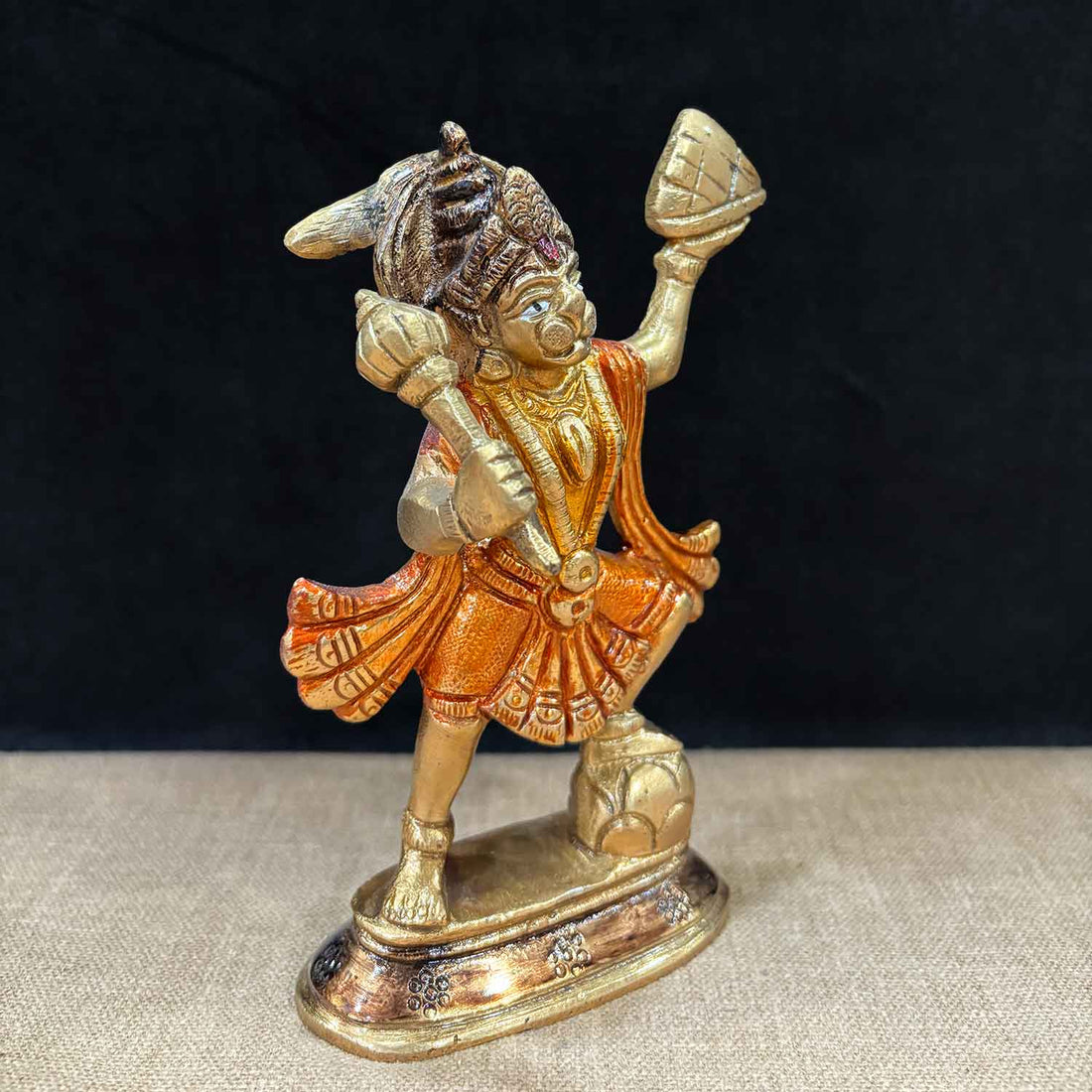5.5 Inch Brass Hanuman Ji with Sanjeevani Idol