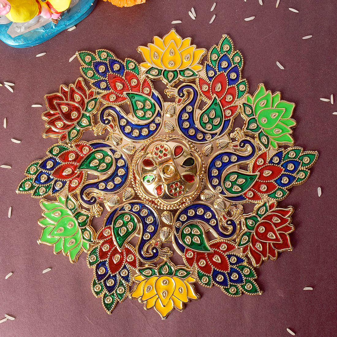 Peacock and flower design kumkum container | Indiaβs Largest Pooja Accessories Brand β www.satvikstore.in