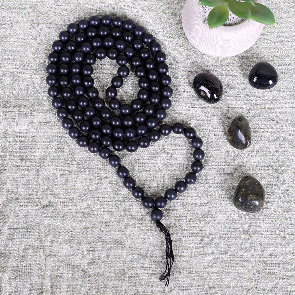 Black Hakik Jap Mala with Natural Tourmaline Beads for Protection and Healing. Indiaβs Largest Pooja Accessories Brand β www.satvikstore.in