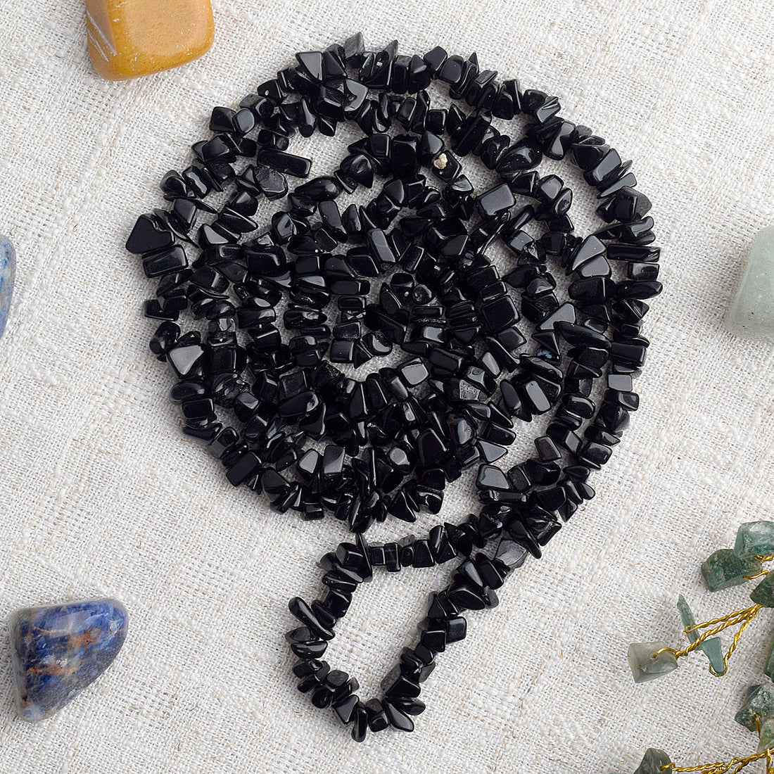 Black Onyx Crystal Necklace for Chakra Healing & Protection