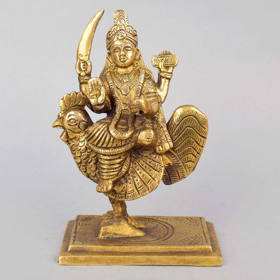 5.9 Inch Pure Brass Bahuchar Mata Statue featuring divine craftsmanship, symbolizing power, protection, and feminine energy—ideal for home temples and spiritual décor. No.1 Brass Idol Store www.satvikstore.in