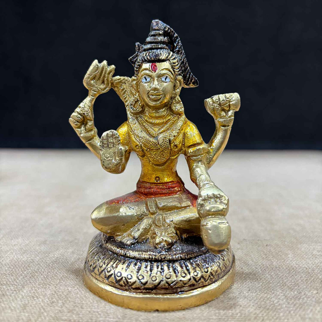 4 Inch Brass Chaturbhuj Shiva Ji Idol