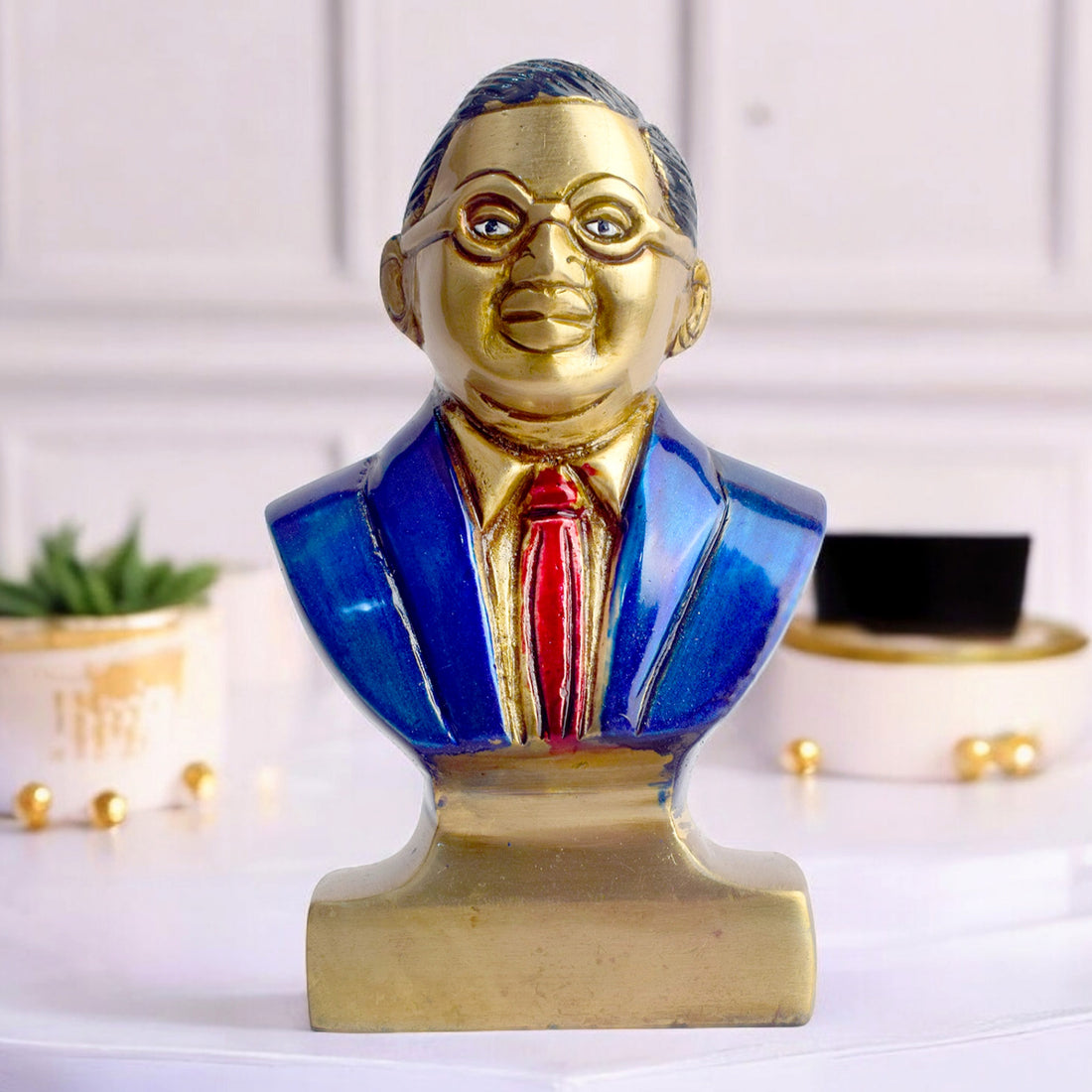 5.7 Inch Brass Dr. Bheem Rao Ambedkar Statue standing tall with symbolic gesture of justice and empowerment — perfect for educational institutions, homes, and offices. No.1 Brass Idol Store www.satvikstore.in