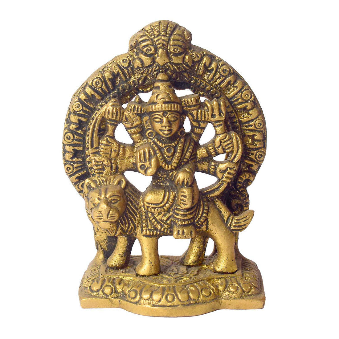 3 Inch Brass Durga Idol โ Compact Divine Statue for Car Dashboard, Home Temple, and Puja Room Decor. No.1 Brass Idol Store www.satvikstore.in
