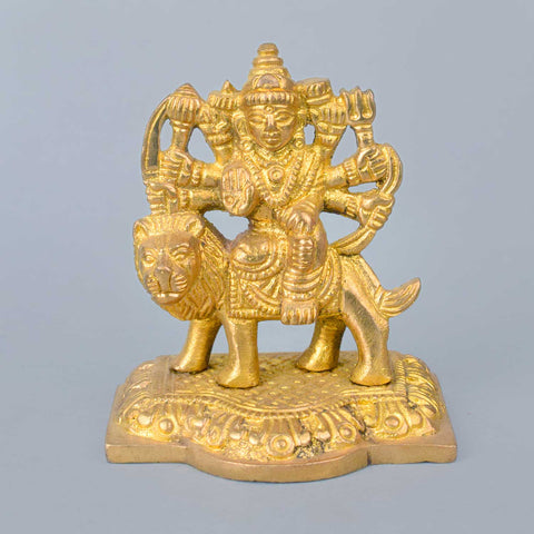 2.8 Inch Brass Maa Durga Idol – Holy Presence for Home Temple, Office Desk, or Car Dashboard Decor. No.1 Brass Idol Store www.satvikstore.in
