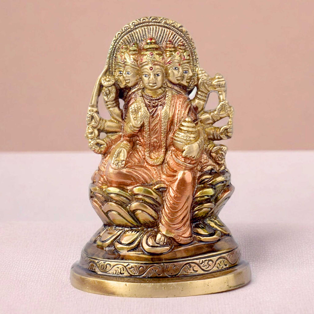 5.5 Inch Panchmukhi (Five Faced) Laxmi Brass Idol โ Handcrafted Statue Symbolizing Prosperity, Wealth, and Divine Blessings for Spiritual Worship and Home Decoration. No.1 Brass Idol Store www.satvikstore.in