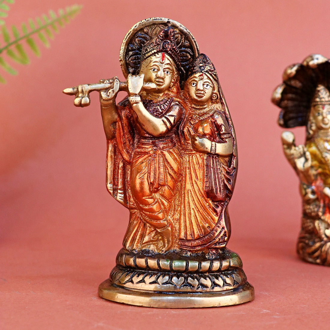 2.3 Inch Brass Small Radha Krishna Statue with intricate detailing, symbolizing eternal love and devotion – perfect for home altar, pooja décor, and spiritual gifting No.1 Brass Idol Store www.satvikstore.in