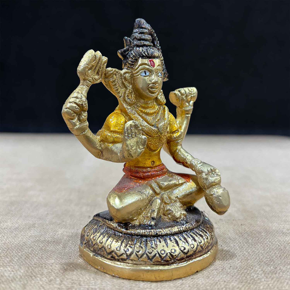 4 Inch Brass Chaturbhuj Shiva Ji Idol