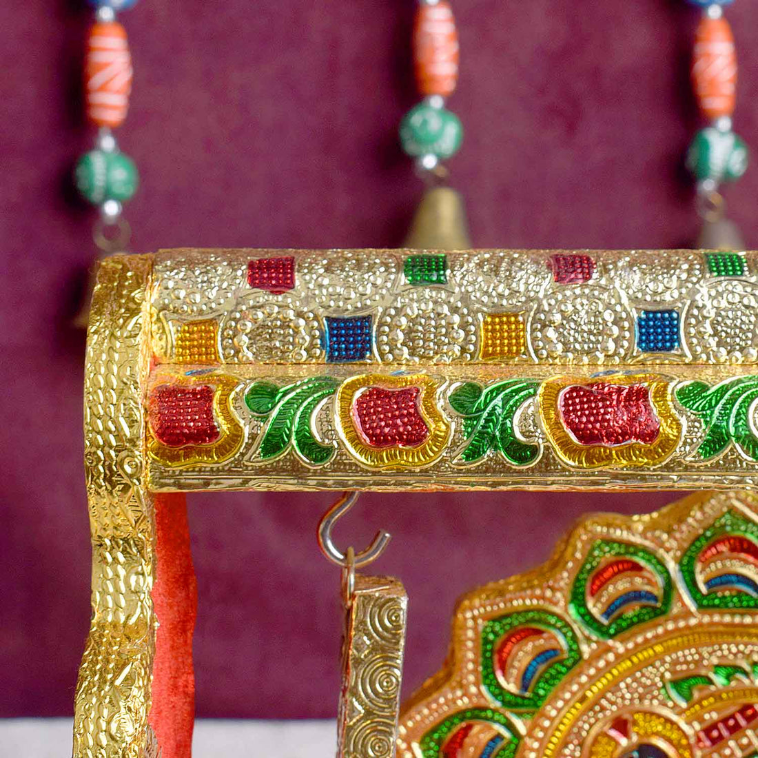 Meenakari Jhula β Singhasan Style Velvet Cradle for Laddu Gopal
