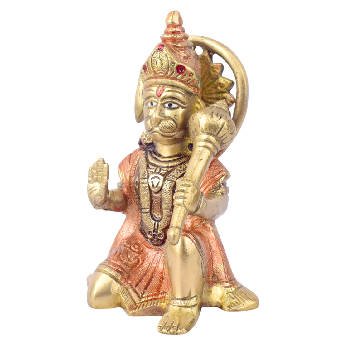 The "5.3 Inch Handcrafted Brass Hanuman Idol" is a meticulously crafted statue that beautifully captures the essence of Lord Hanumanβs strength, devotion, and protection. Standing at 5.3 inches tall, this idol is made from high-quality brass and features exquisite handcrafted detailing,