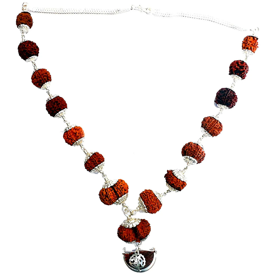 Certified 1 to 14 Mukhi Nepali Rudraksha Mala with Silver Capping. India’s Premium Rudraksha Jap Mala Store- www.satvikstore.in