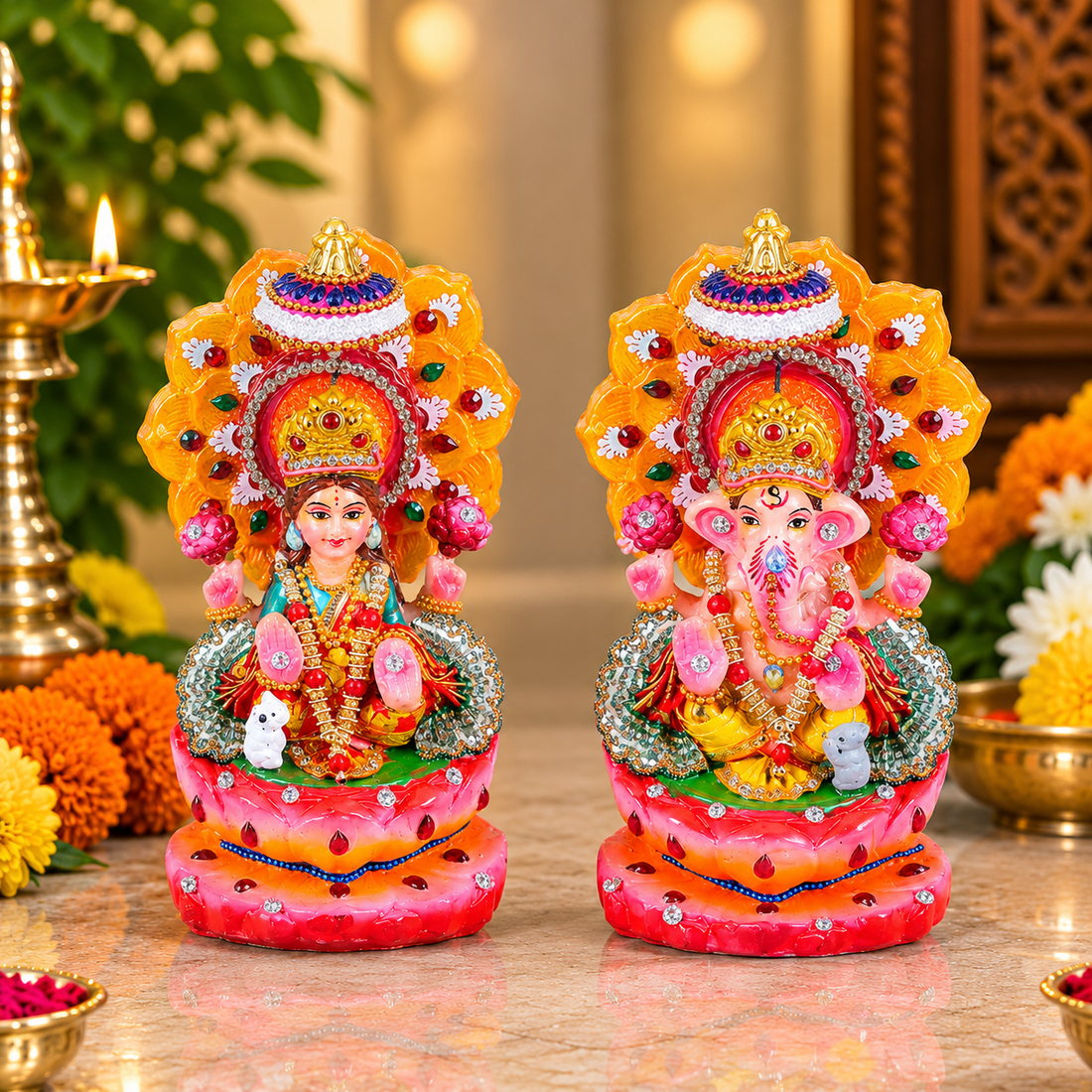 Clay Laxmi Ganesh Idols | India’s Largest Pooja Accessories Brand – www.satvikstore.in