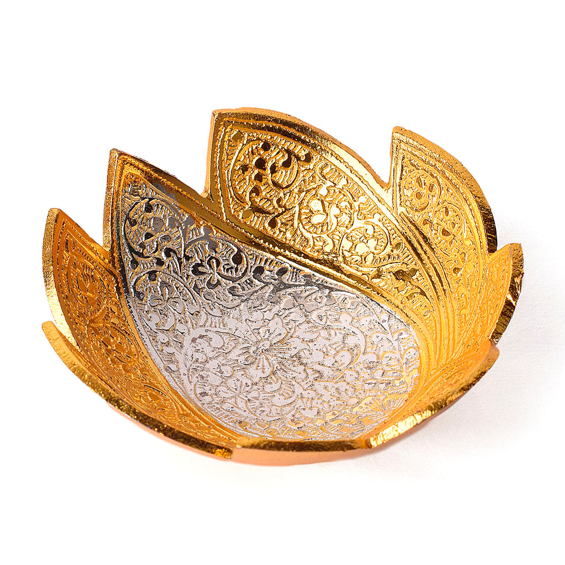 Decorative Embossed Sliver Golden Lotus Bowl