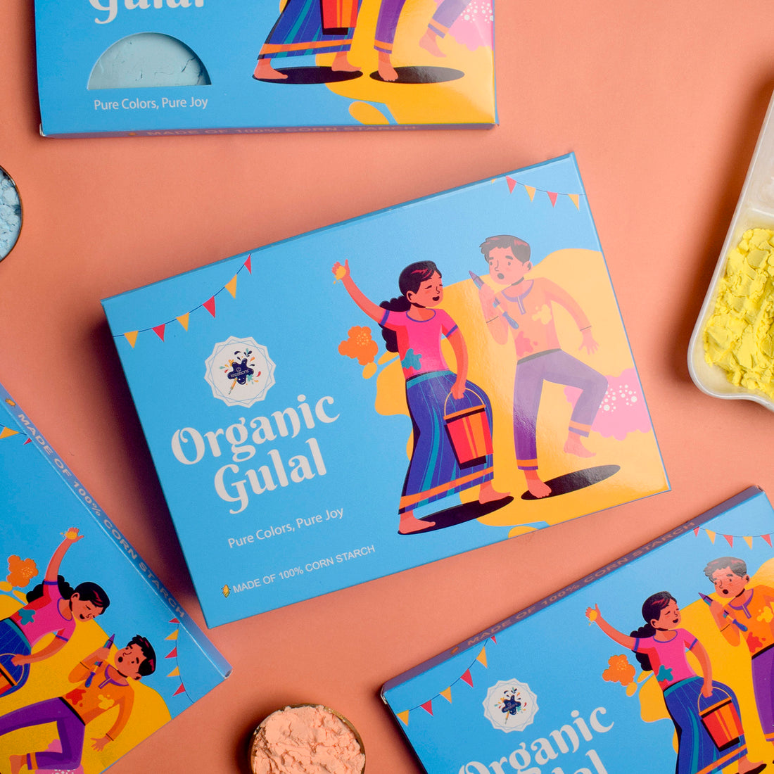 Kreations Organic Gulal Holi Colors set of 3 (Blue Pack)