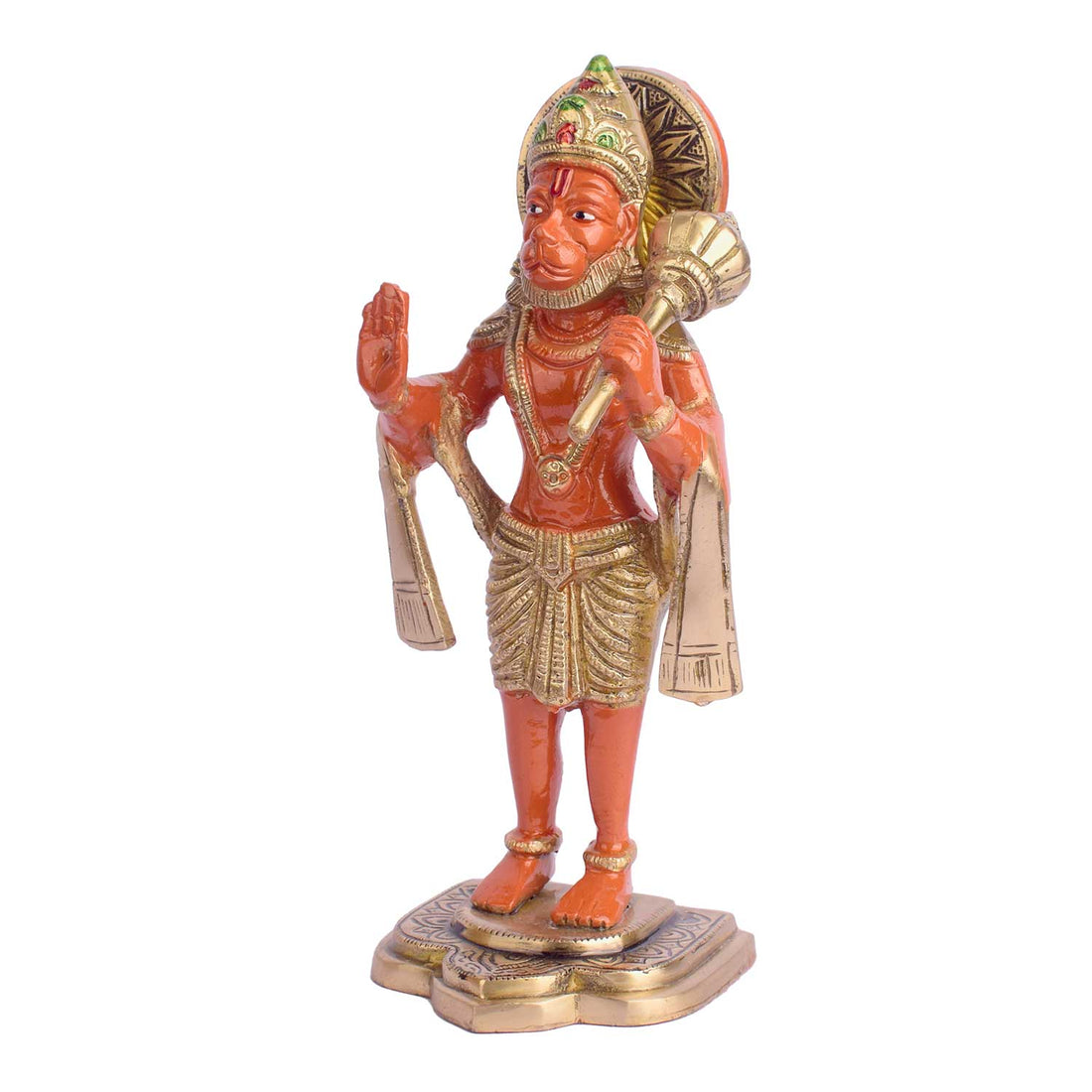 9 Inch Kesari Hanuman Standing Brass Idol