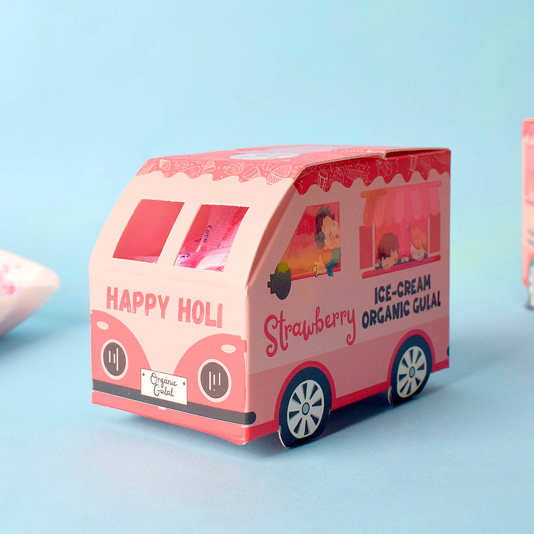 ICE-CREAME Organic Gulal Holi Colors Set of 10 with with Distinctive Car Box Packaging