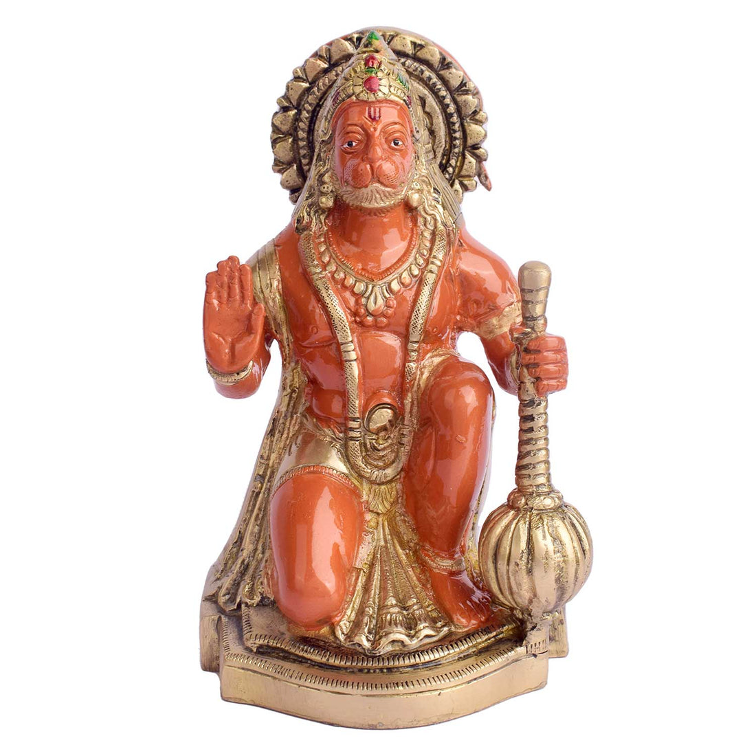 7.5 Inch Kesari Nandan Hanuman Ji Sitting Brass Murti