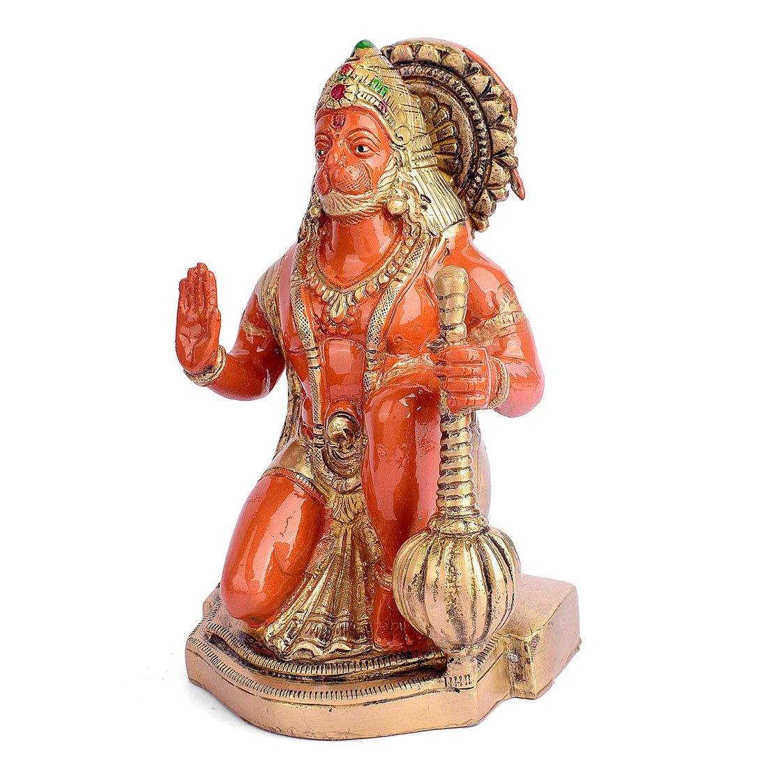 7.5 Inch Kesari Nandan Hanuman Ji Sitting Brass Murti