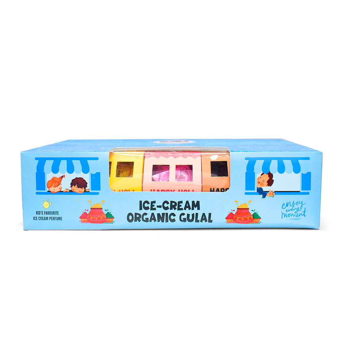 ICE-CREAME Organic Gulal Holi Colors Set of 10 with with Distinctive Car Box Packaging