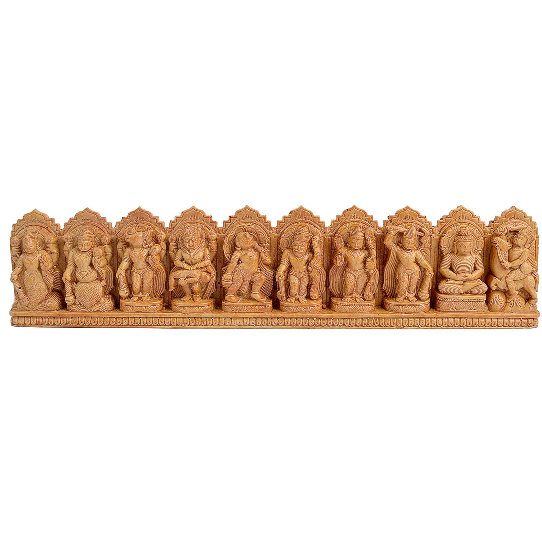 Sacred Dasavatharam Wooden Panel – Vishnu’s 10 Avatars Wall Art