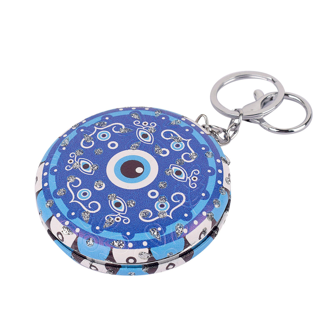 Stylish & Protective Round Evil Eye Keychain with Foldable Mirror