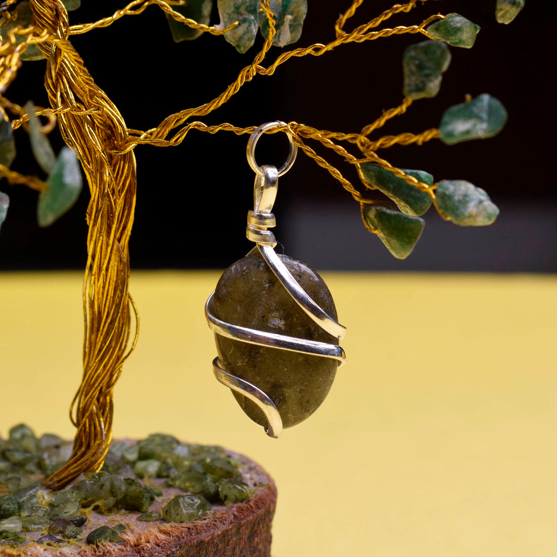 Labradorite Wire Wrapped Crystal Stone Pendant