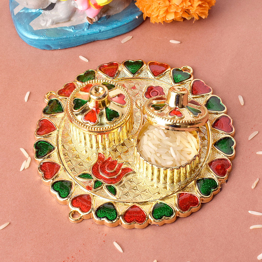Circular Grace Artisan-Crafted Round Kumkum Holder