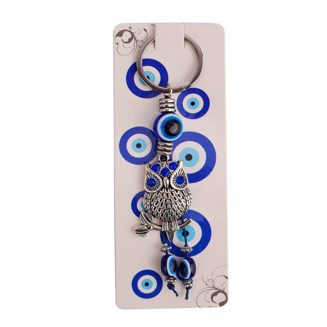 Elegant Owl Blue Evil Eye Keychain