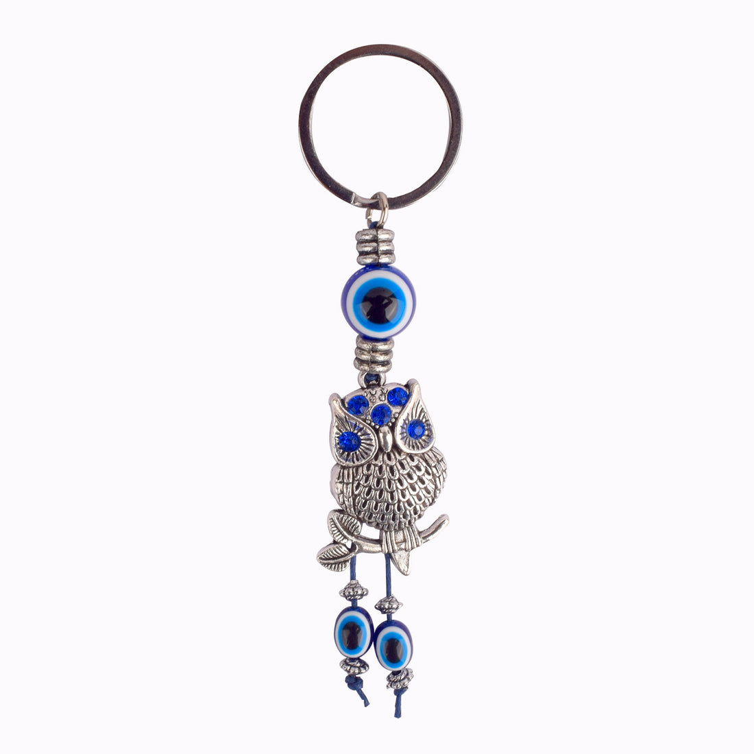 Elegant Owl Blue Evil Eye Keychain