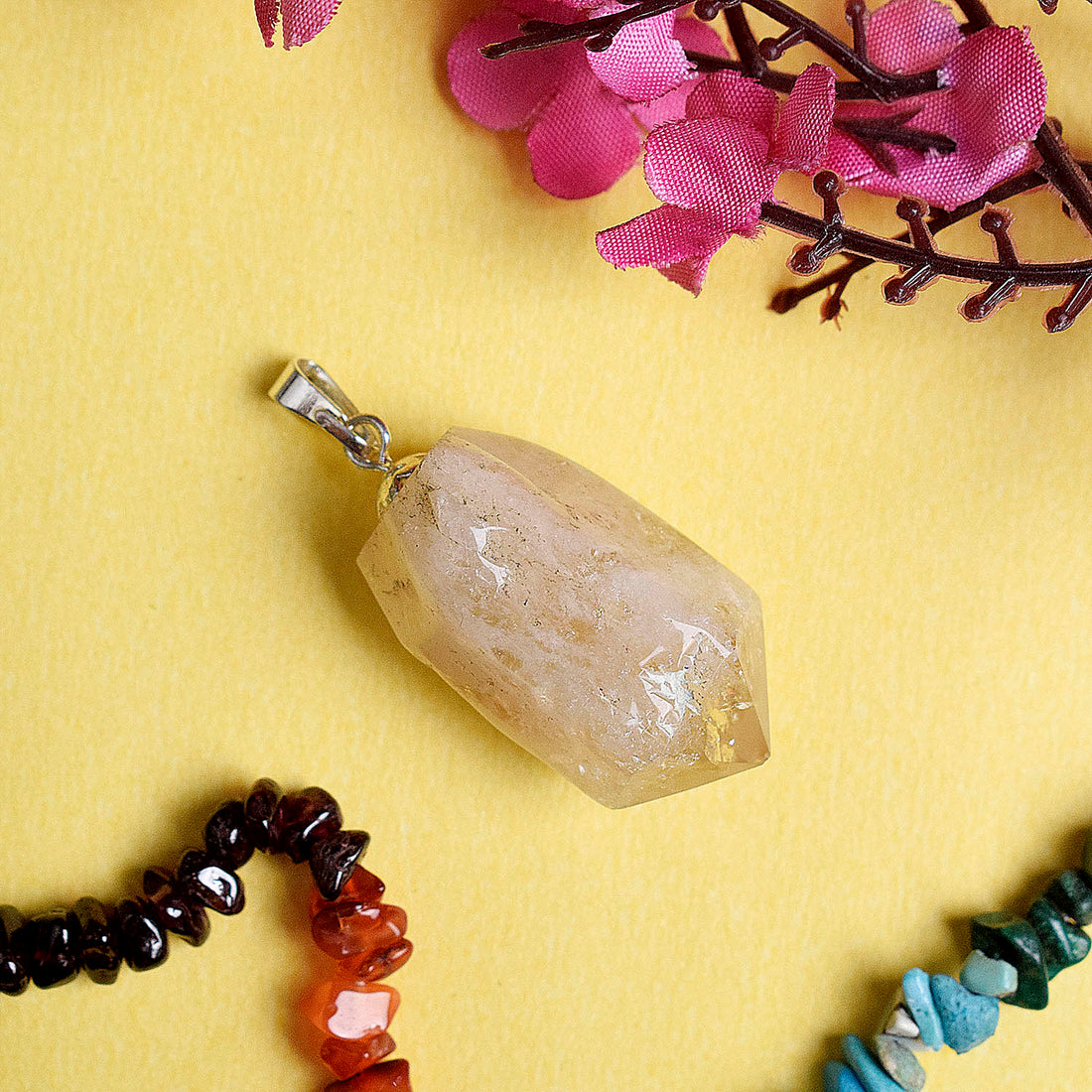 Natural Citrine Crystal Stone Pendant
