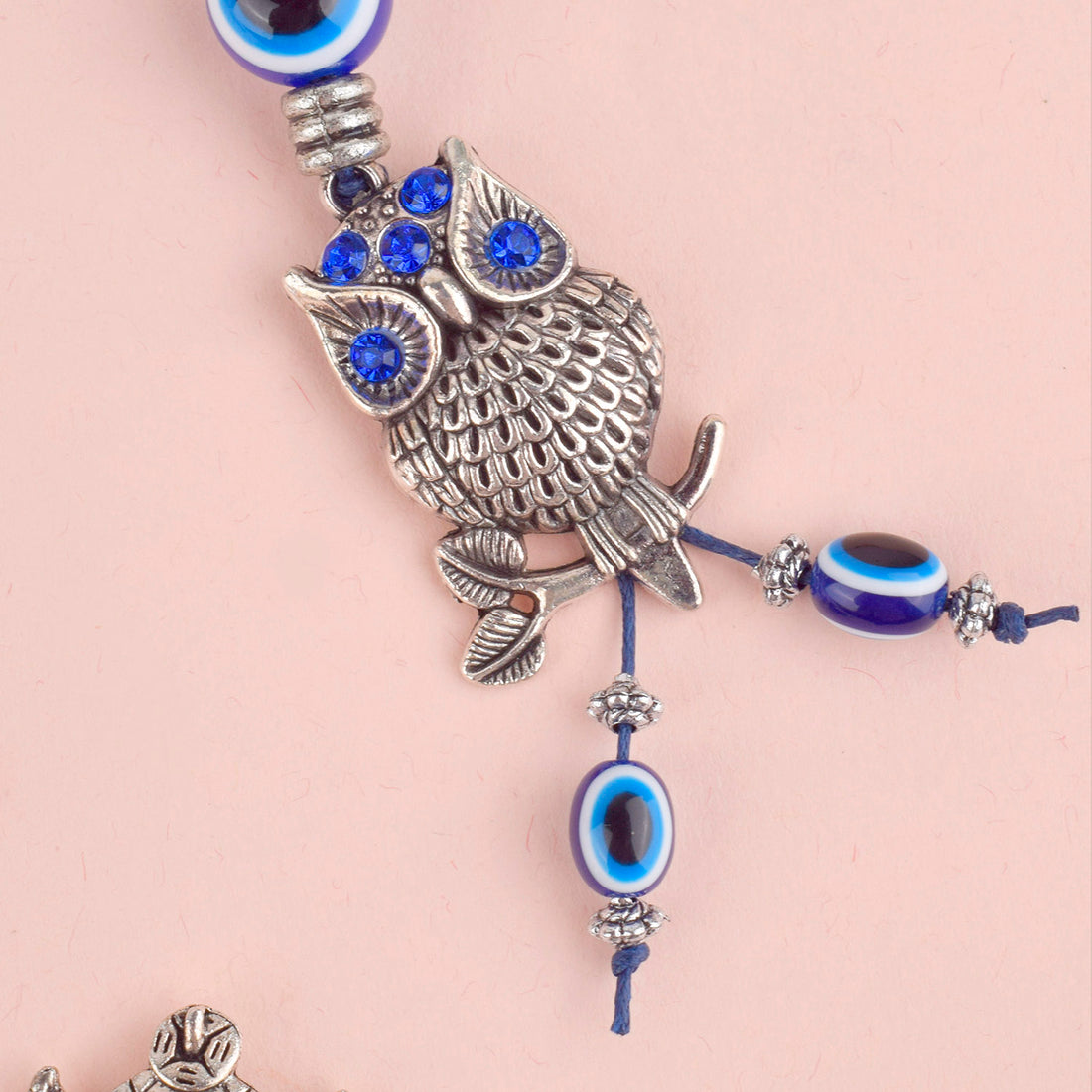 Elegant Owl Blue Evil Eye Keychain