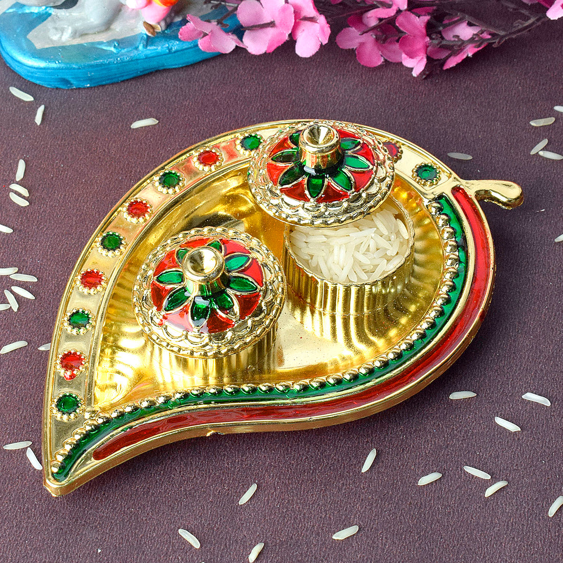 Leaf-Inspired Kumkum Holder with Precision