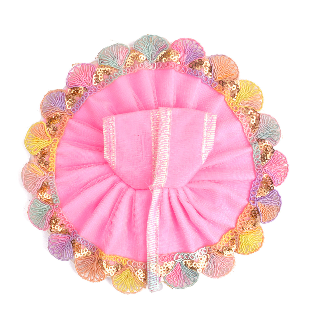 Light Pink Laddu Gopal Dress with Decorative Embroidered Border (Size 0-2)
