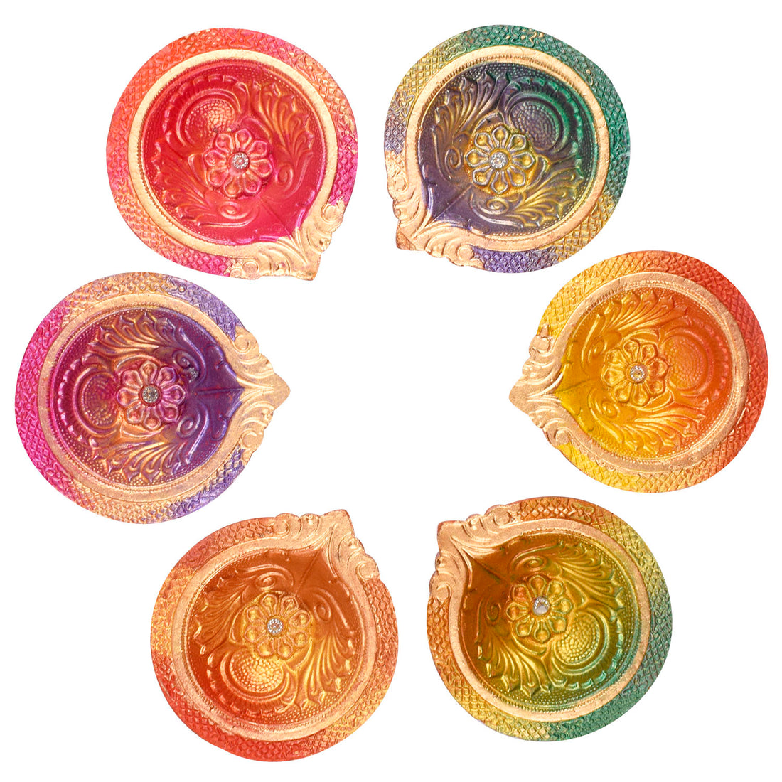 Sacred Glow Authentic Clay Diyas for Diwali Set of 6