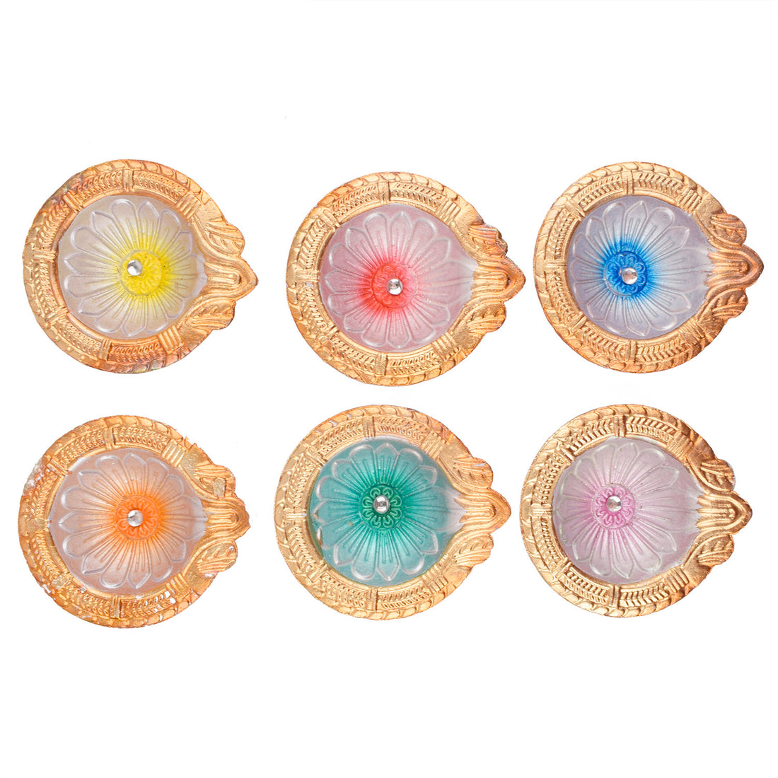 Crafted Light Stunning Clay Diyas for Diwali Celebrations Set of 6
