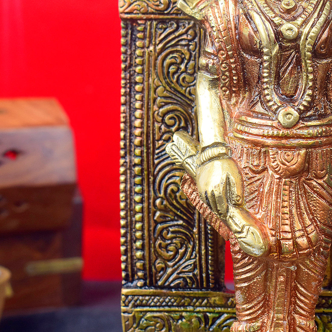 8.4 Inch Exquisite Brass Ram Idol with Bow in Colored