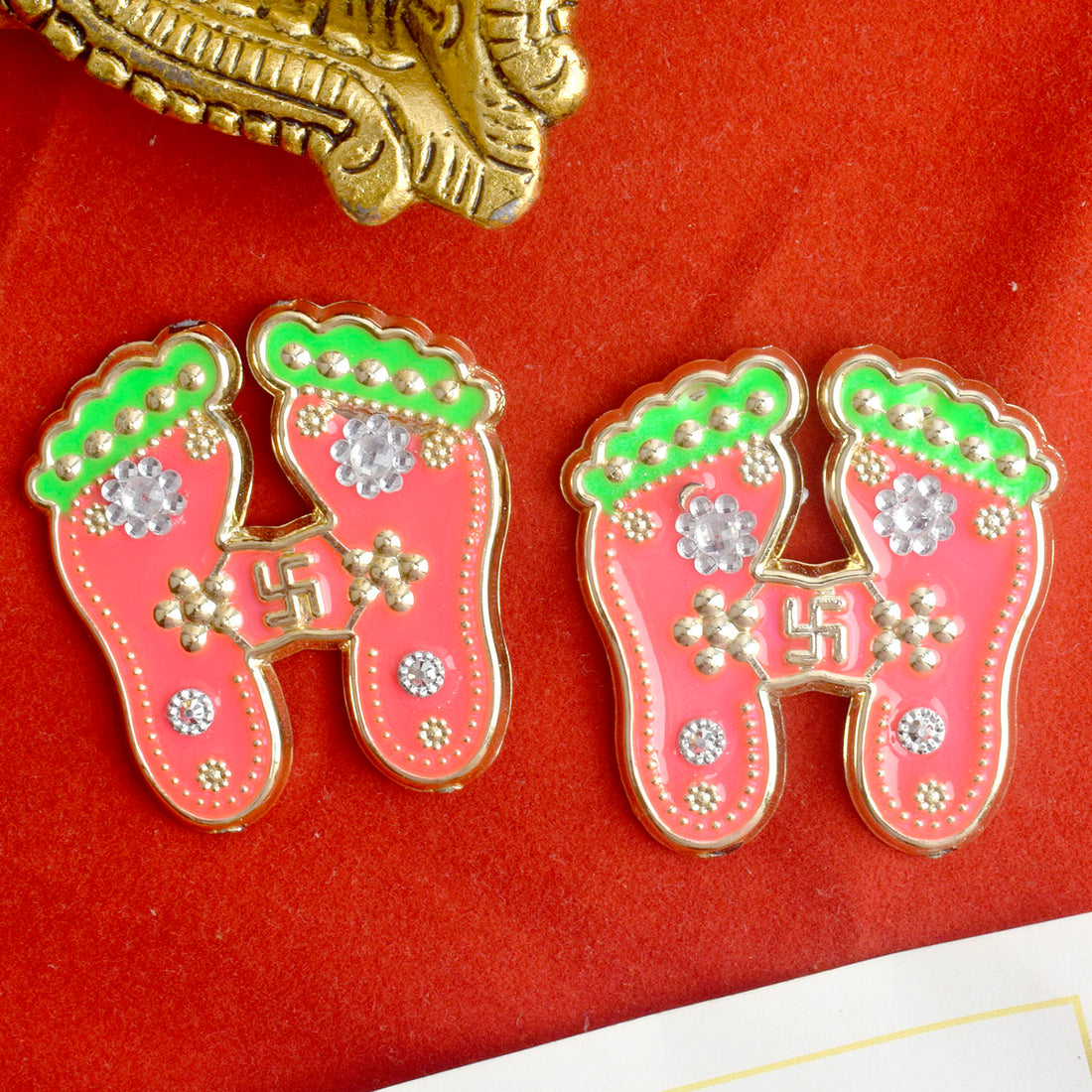 Diwali Brilliance Pink Charan Paduka Stickers Set of 2