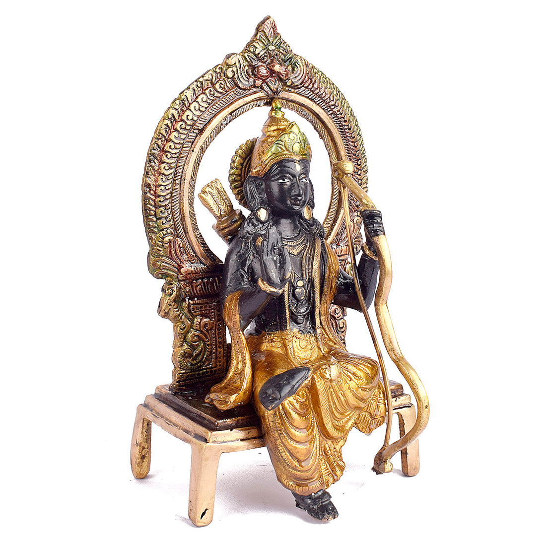 8.4 Inch Brass Ram with Bow Idol in Sitting Pose
