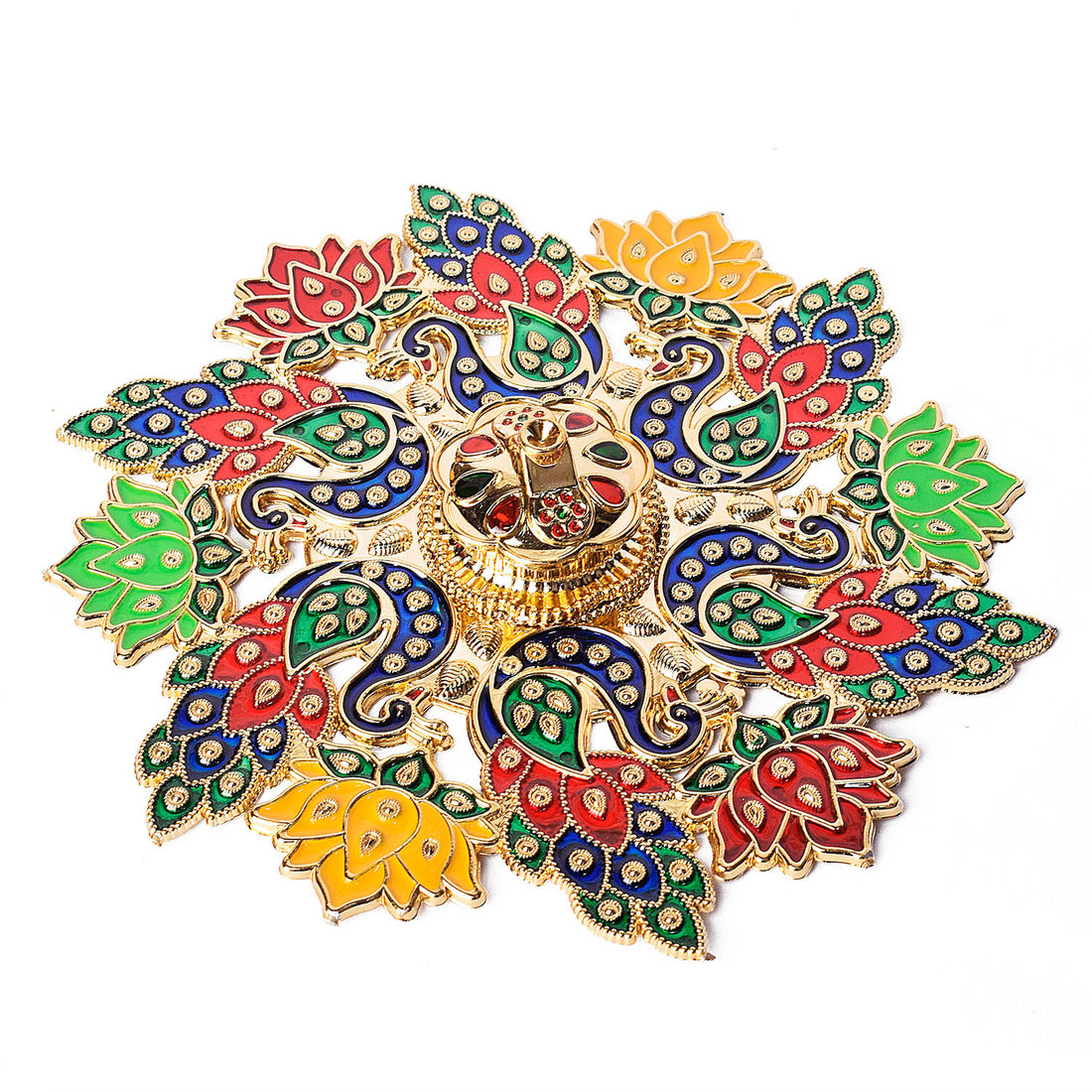 Exquisite Peacock Flower Design Kumkum Container