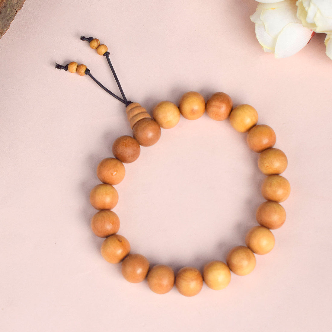 100% Original 10mm White Chandan Bracelet for Peace & Inner Calm