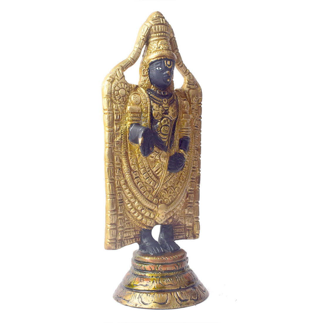 This 8-inch Tirupati Balaji sculpture beautifully captures the divine form of Lord Venkateshwara, radiating blessings of peace, prosperity, and devotion. Handcrafted with intricate details, this idol represents the sacred energy and compassion of the Lord, bringing a sense of tranquility to your space.