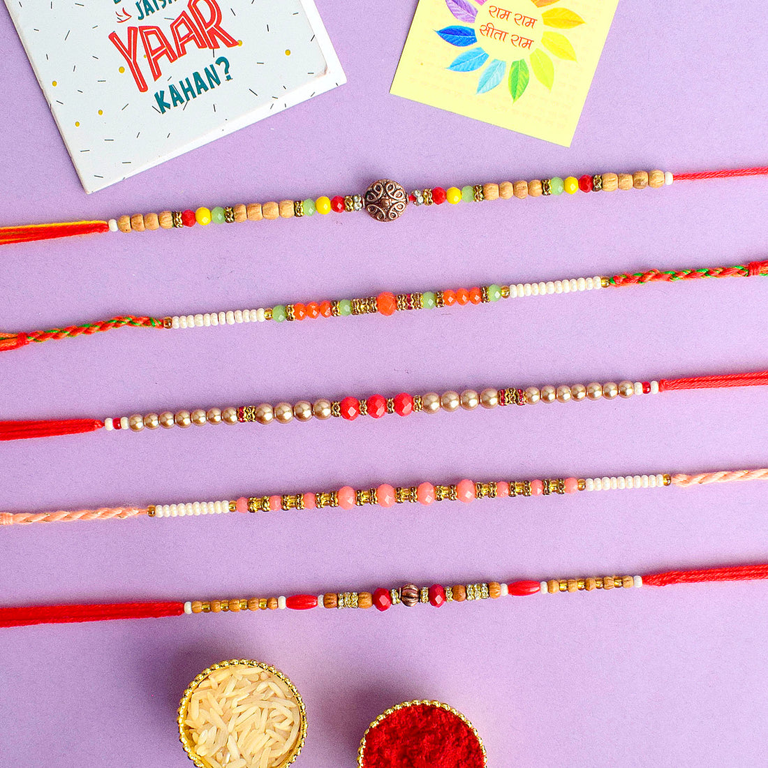 Bond of Blessings Pearl Rakhi Set of 5