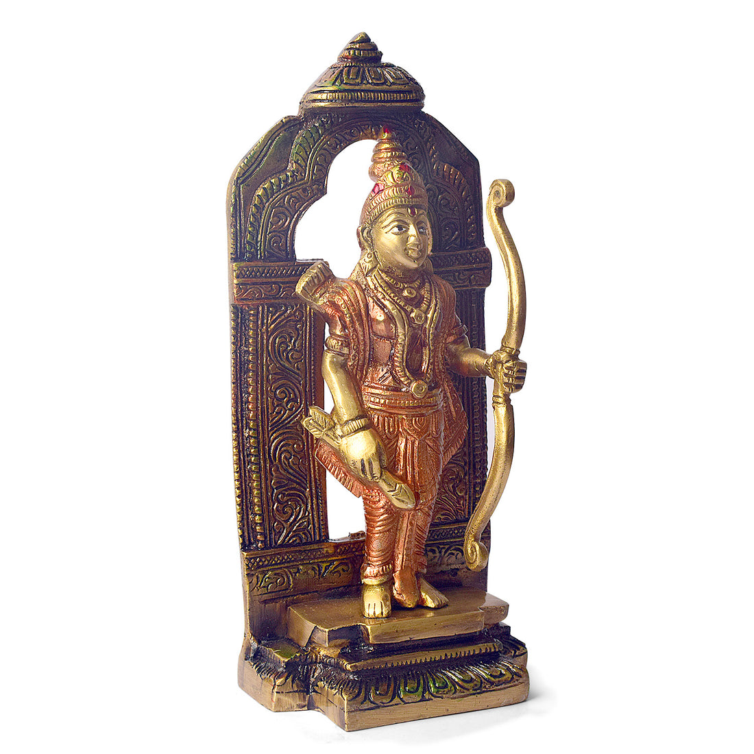 8.4 Inch Exquisite Brass Ram Idol with Bow in Colored