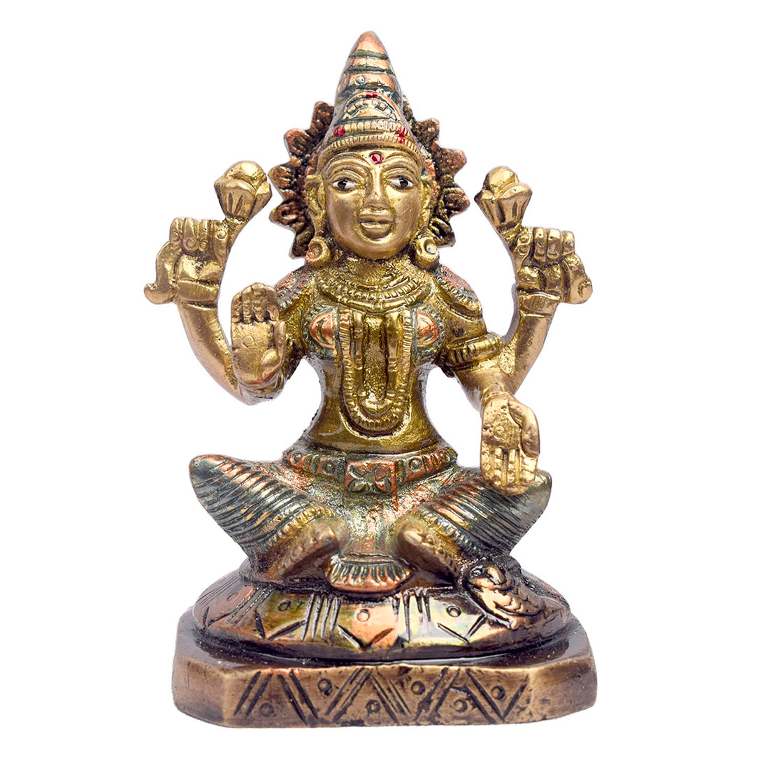5.1 Inch Antique Finish Lakshmi Ganesh Idol in Brass