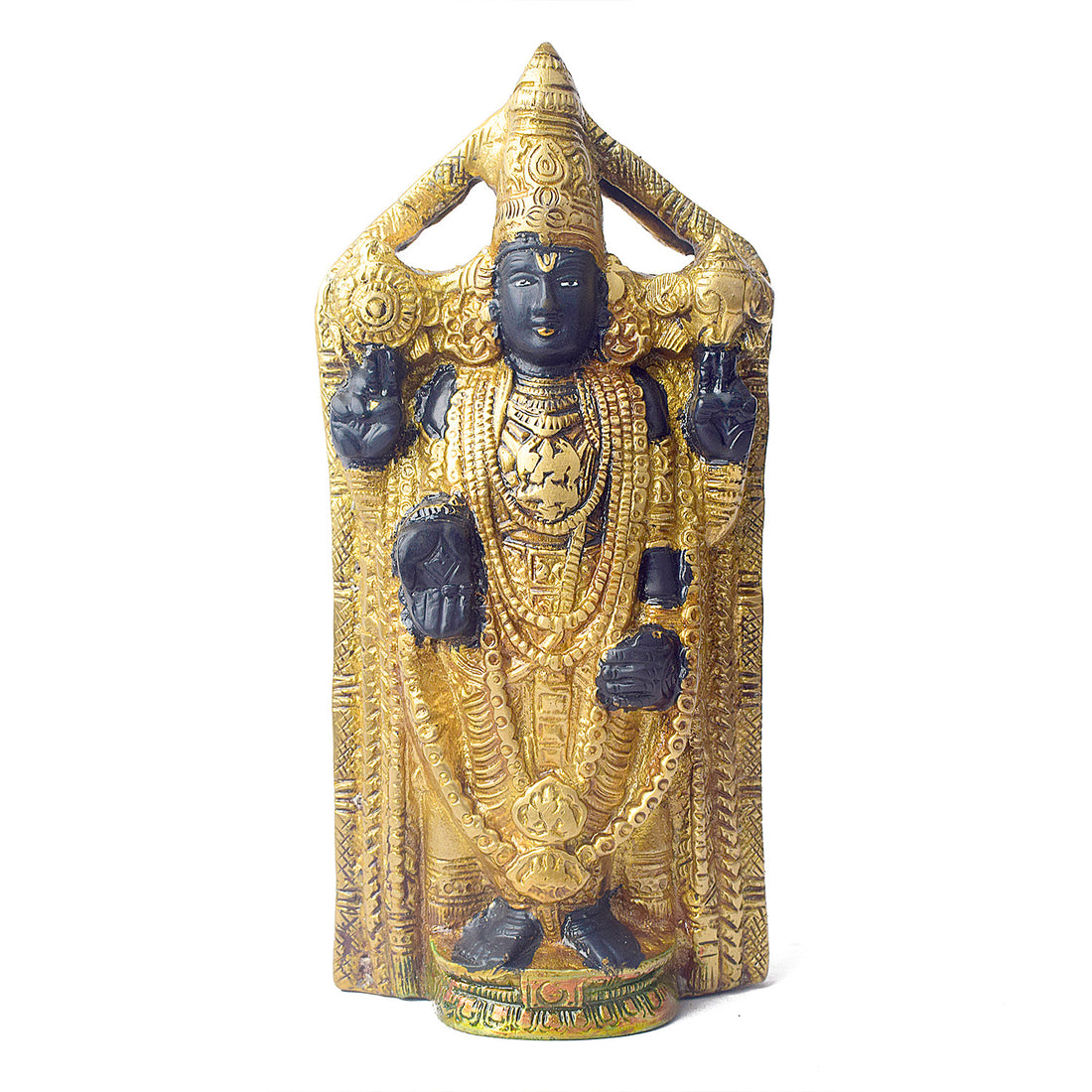 This 8-inch Tirupati Balaji statue beautifully captures the divine presence of Lord Venkateshwara, the beloved deity of the Tirupati temple. Crafted with exquisite attention to detail, the statue radiates grace, serenity, and spiritual blessings. Known for his power to bestow prosperity, health, and peace, Lord Balaji's idol brings a sense of calm and positive energy to any space.