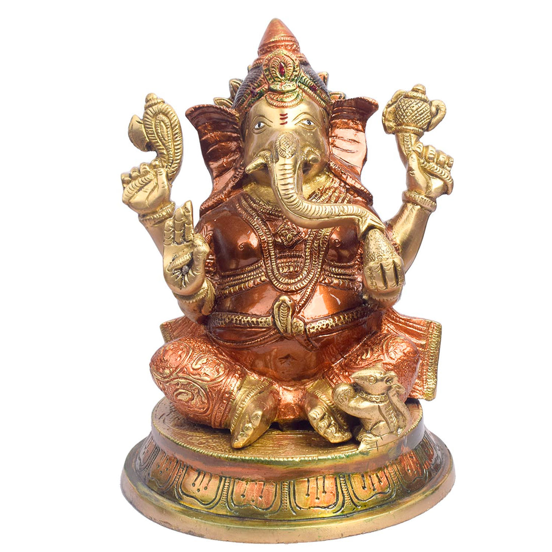 8.5 Inch Handcrafted Laxmi Ganesh Statue in Brass