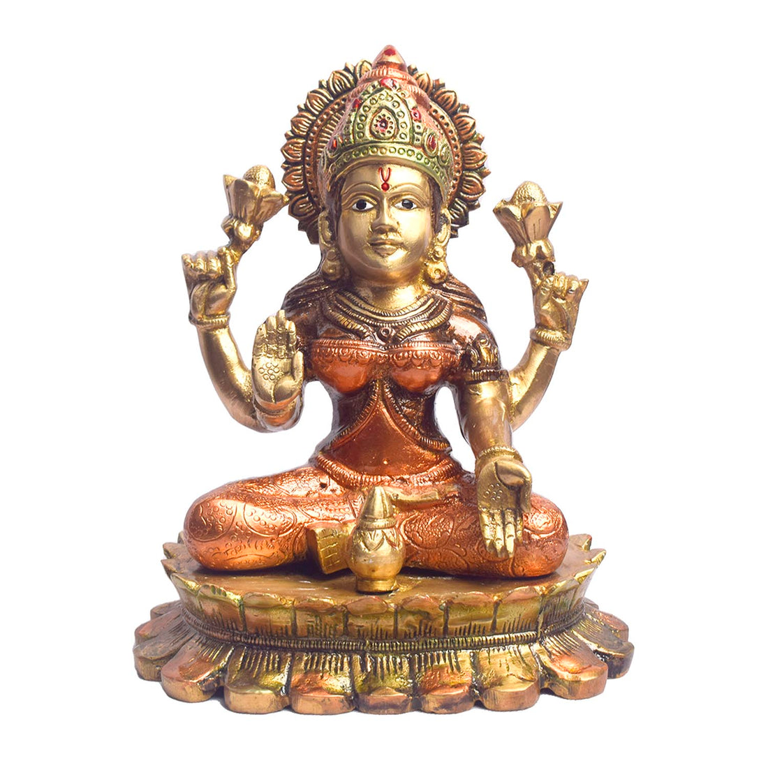 8.1 Inch Blessings of Lakshmi & Ganesha in Brass
