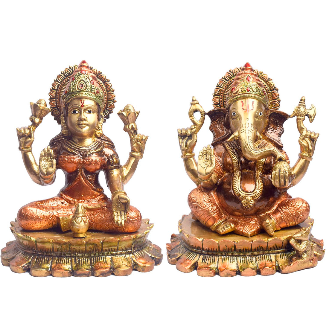 8.1 Inch Blessings of Lakshmi & Ganesha in Brass